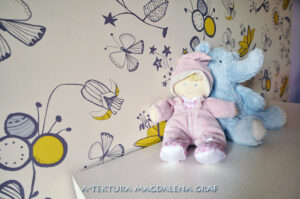 Tapeta do pokoju dziecięcego szaro- żółta